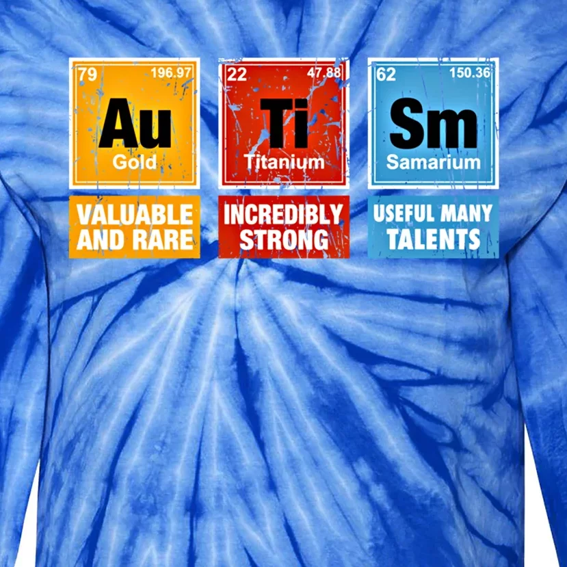 Funny Autism Awareness Chemistry Periodic Table Elets Asd Gift Tie-Dye Long Sleeve Shirt