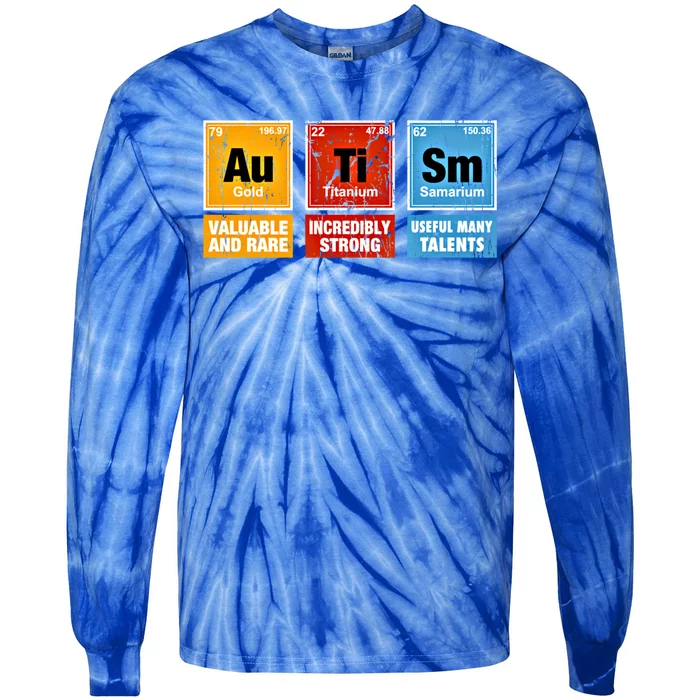 Funny Autism Awareness Chemistry Periodic Table Elets Asd Gift Tie-Dye Long Sleeve Shirt