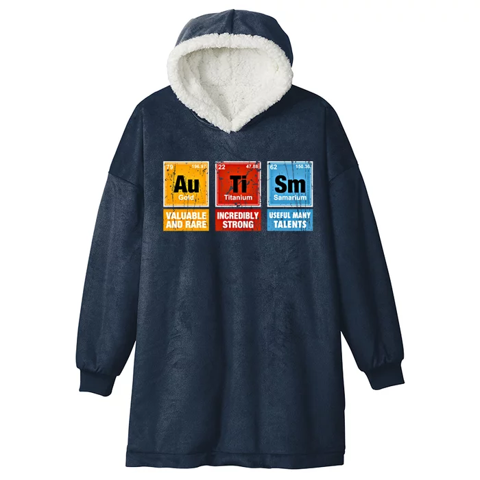 Funny Autism Awareness Chemistry Periodic Table Elets Asd Gift Hooded Wearable Blanket