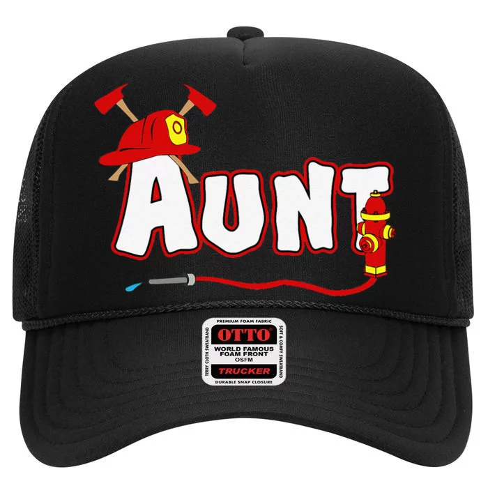 Firefighter Aunt Auntie Fire Department Hydrant Gift High Crown Mesh Trucker Hat