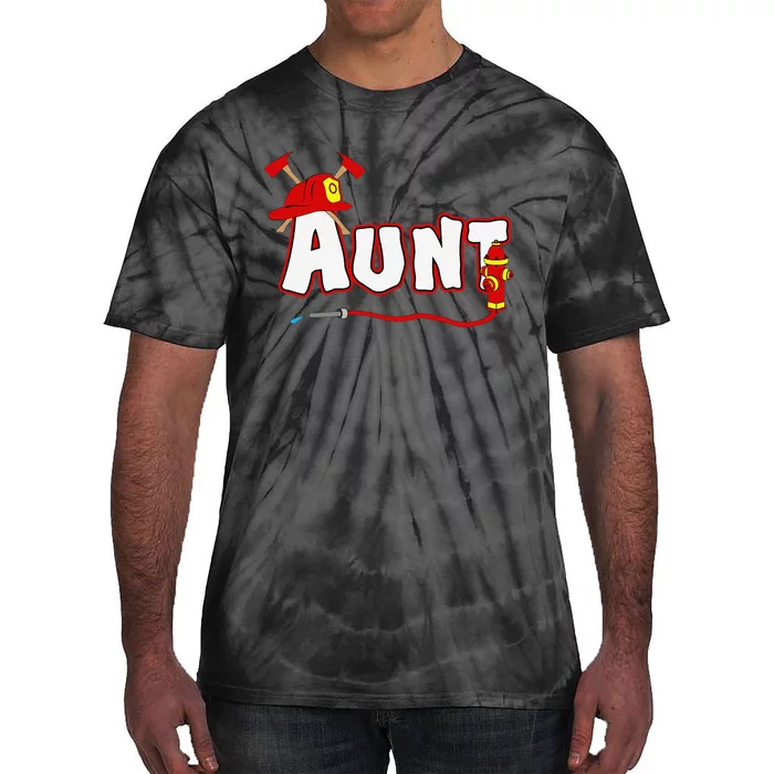 Firefighter Aunt Auntie Fire Department Hydrant Gift Tie-Dye T-Shirt