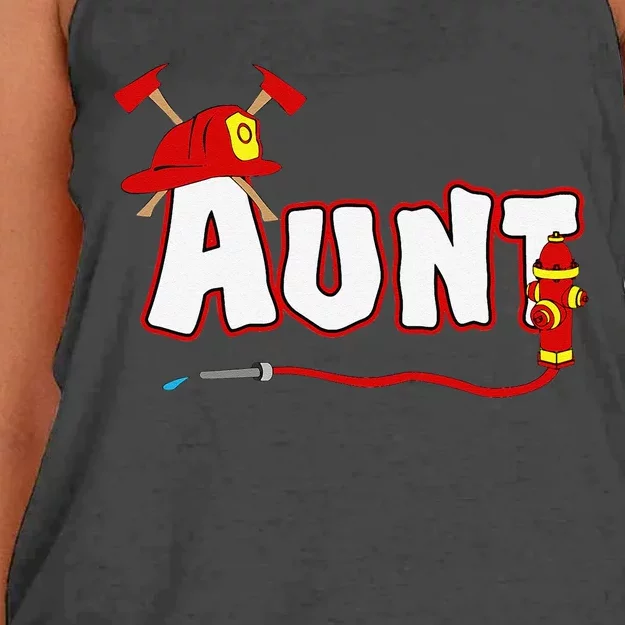 Firefighter Aunt Auntie Fire Department Hydrant Gift Women's Knotted Racerback Tank