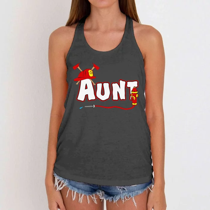 Firefighter Aunt Auntie Fire Department Hydrant Gift Women's Knotted Racerback Tank