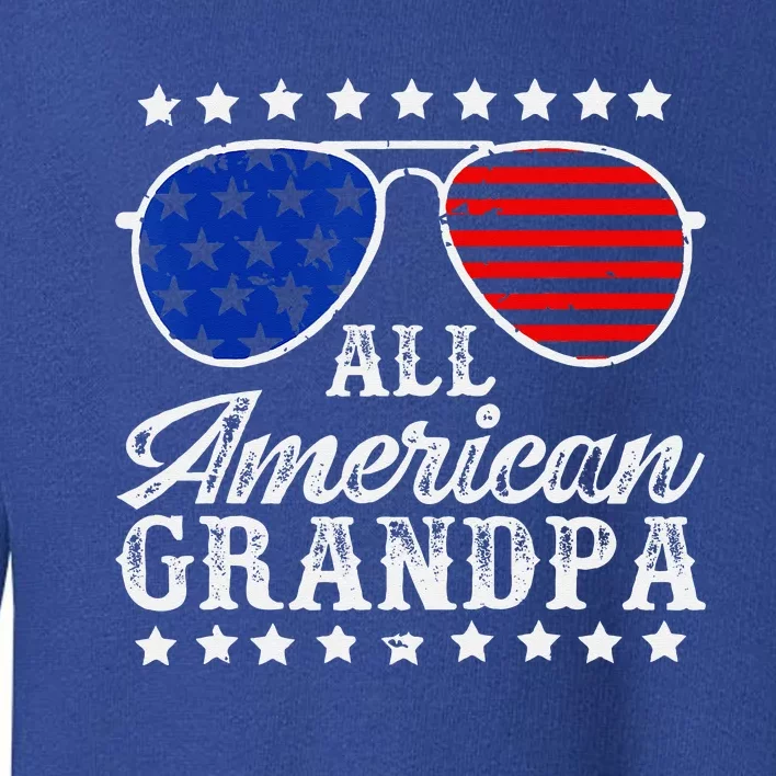 Funny All American Grandpa Sunglasses USA 4th Of July Toddler Sweatshirt