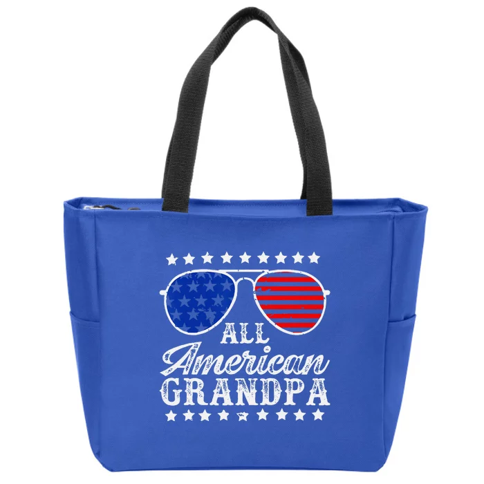 Funny All American Grandpa Sunglasses USA 4th Of July Zip Tote Bag