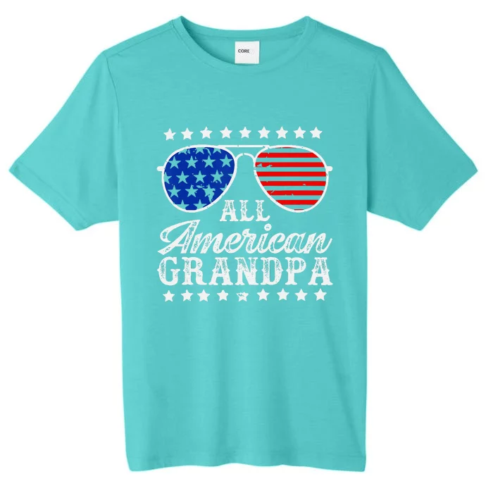 Funny All American Grandpa Sunglasses USA 4th Of July ChromaSoft Performance T-Shirt