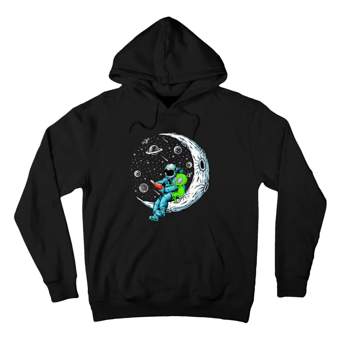 Funny Alien & Astronaut Reads Book Outer Space Book Readers Hoodie