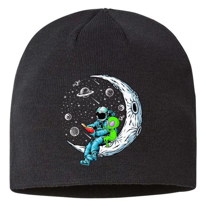 Funny Alien & Astronaut Reads Book Outer Space Book Readers 8 1/2in Sustainable Knit Beanie