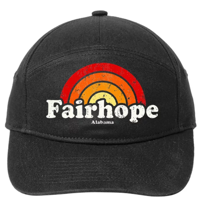 Fairhope Alabama Al Vintage 70s Retro Rainbow Design 7-Panel Snapback Hat