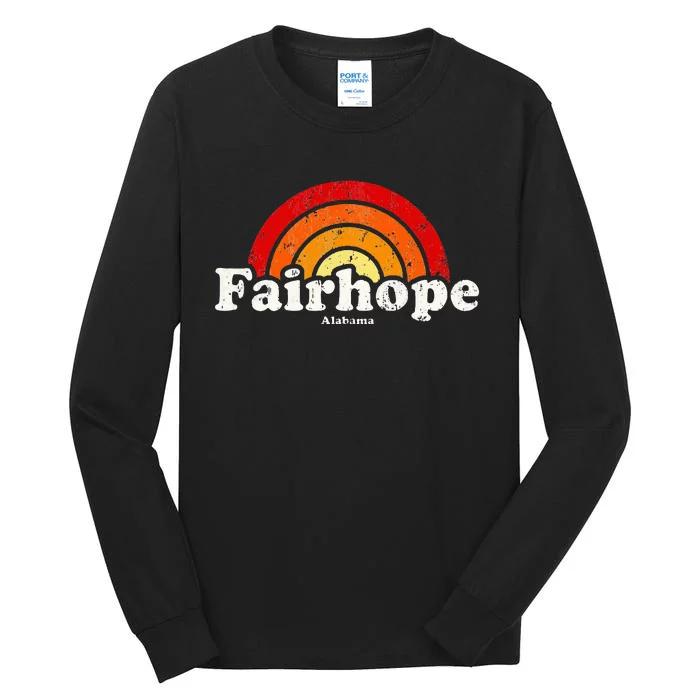 Fairhope Alabama Al Vintage 70s Retro Rainbow Design Tall Long Sleeve T-Shirt