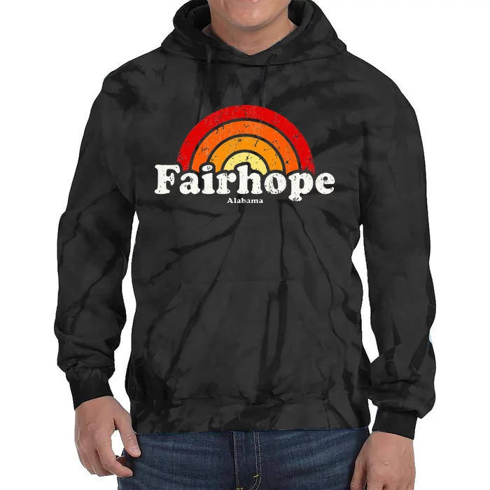 Fairhope Alabama Al Vintage 70s Retro Rainbow Design Tie Dye Hoodie