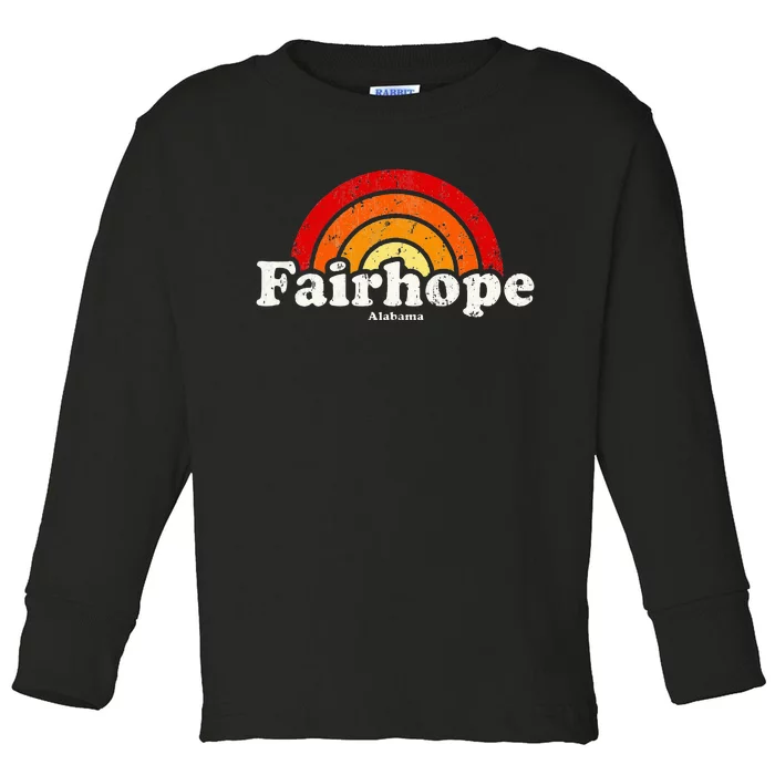 Fairhope Alabama Al Vintage 70s Retro Rainbow Design Toddler Long Sleeve Shirt