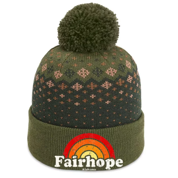 Fairhope Alabama Al Vintage 70s Retro Rainbow Design The Baniff Cuffed Pom Beanie