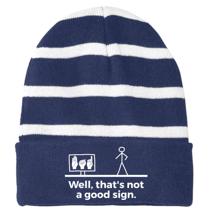 Funny ASL American Sign Language Striped Beanie with Solid Band