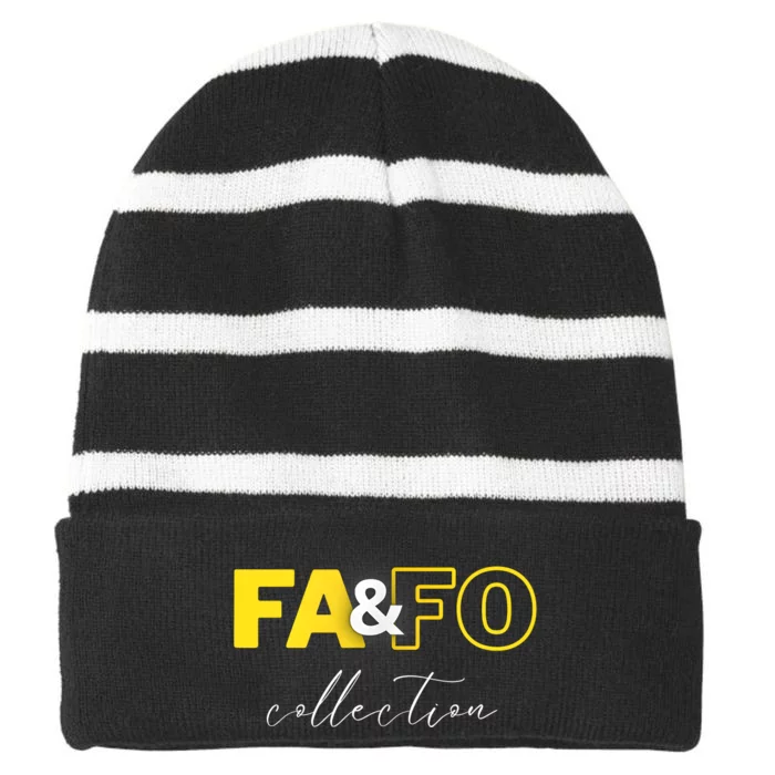 Fool Around And Find Out Collection Inspiration Striped Beanie with Solid Band