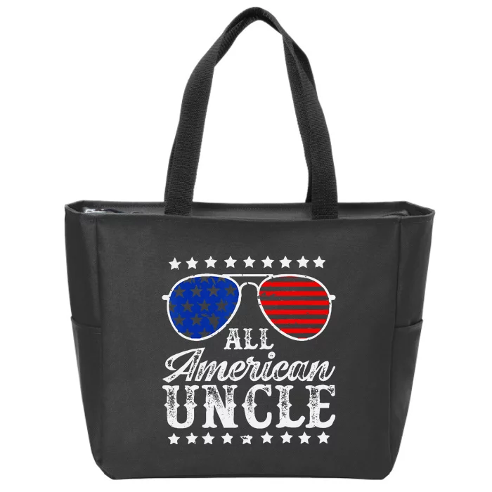 Funny All American Uncle Sunglasses USA 4th Of July Zip Tote Bag