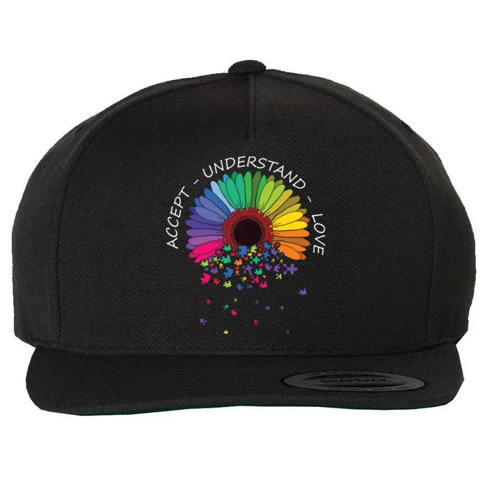 Floral Autism Awareness Flower For Mom Wool Snapback Cap