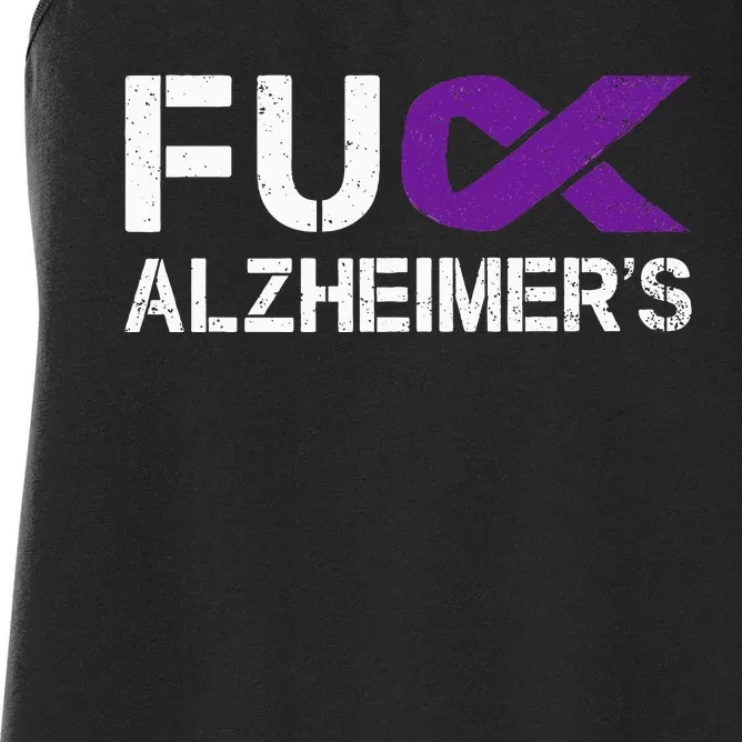 Fuck Alzheimers Awareness Month Purple Ribbon Fighter Women's Racerback Tank