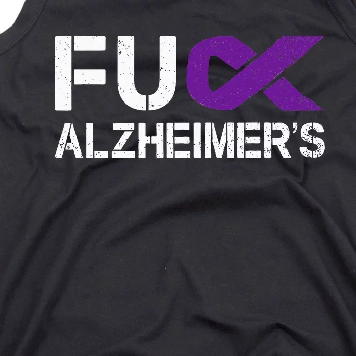 Fuck Alzheimers Awareness Month Purple Ribbon Fighter Tank Top