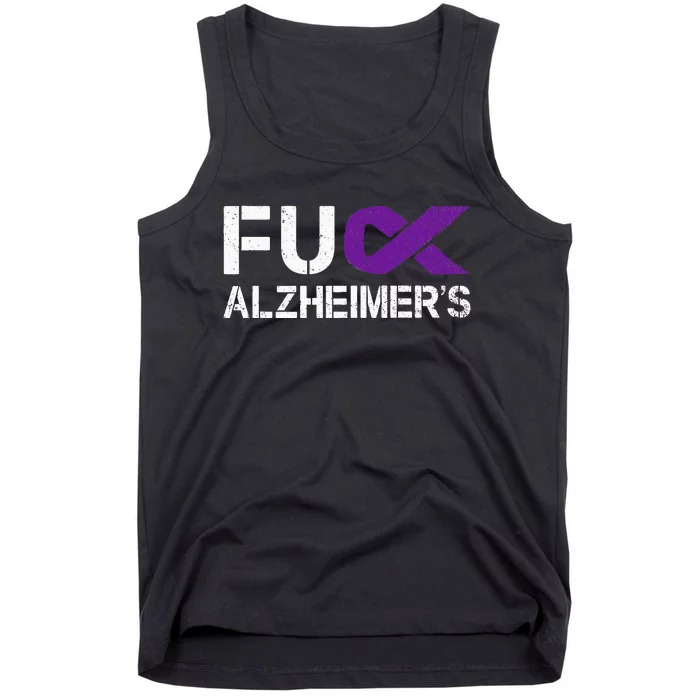 Fuck Alzheimers Awareness Month Purple Ribbon Fighter Tank Top