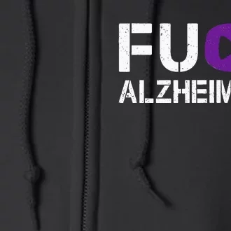 Fuck Alzheimers Awareness Month Purple Ribbon Fighter Full Zip Hoodie