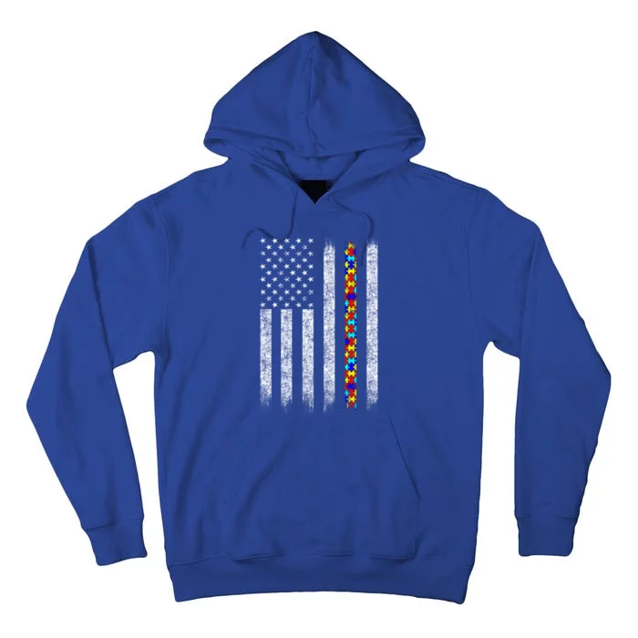 Funny Autism Awareness American Flag Gift Tall Hoodie