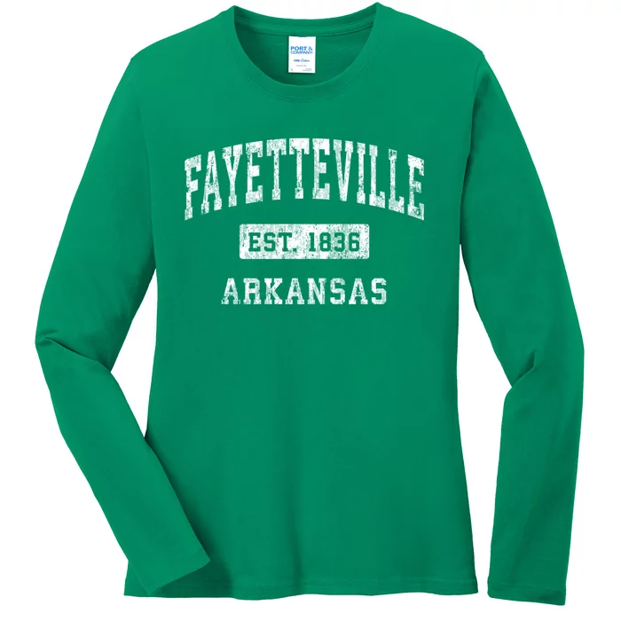 Fayetteville Arkansas Ar Vintage Established Sports Ladies Long Sleeve Shirt