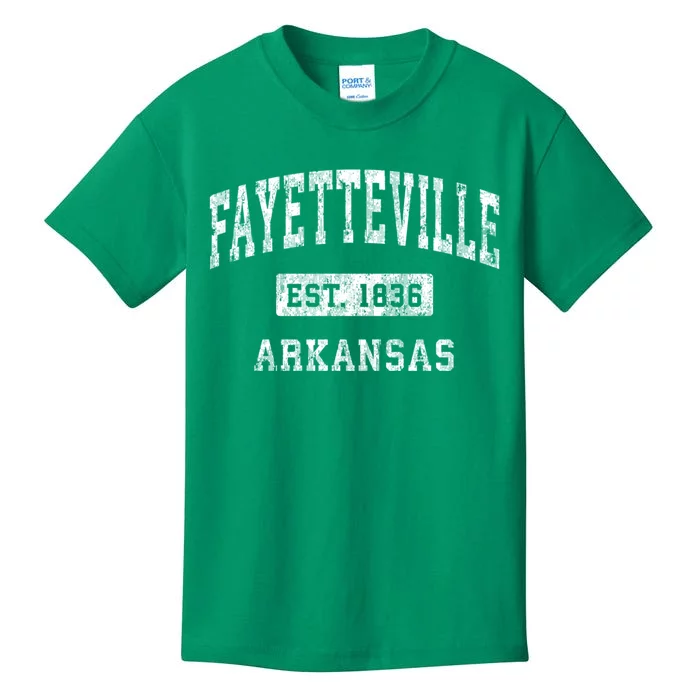 Fayetteville Arkansas Ar Vintage Established Sports Kids T-Shirt