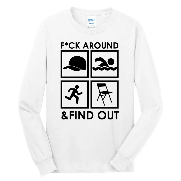 Fuck Around And Find Out Hat Chair Swim Run Tall Long Sleeve T-Shirt