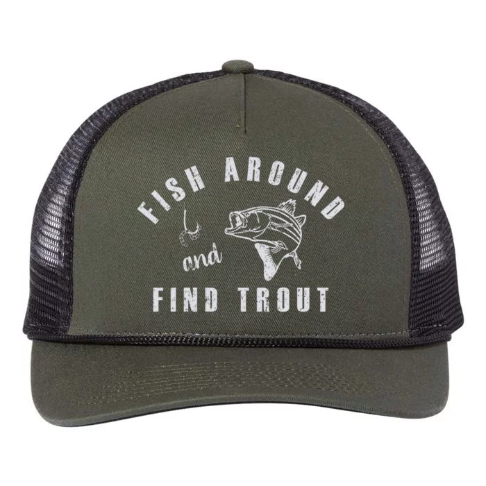 Fish Around And Find Trout Retro Rope Trucker Hat Cap