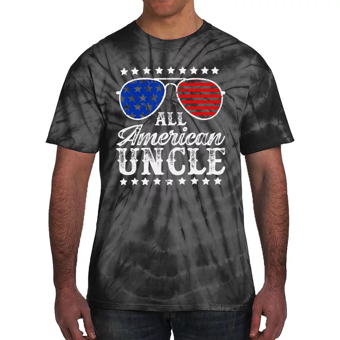 Funny All American Uncle Sunglasses USA 4th Of July Tie-Dye T-Shirt