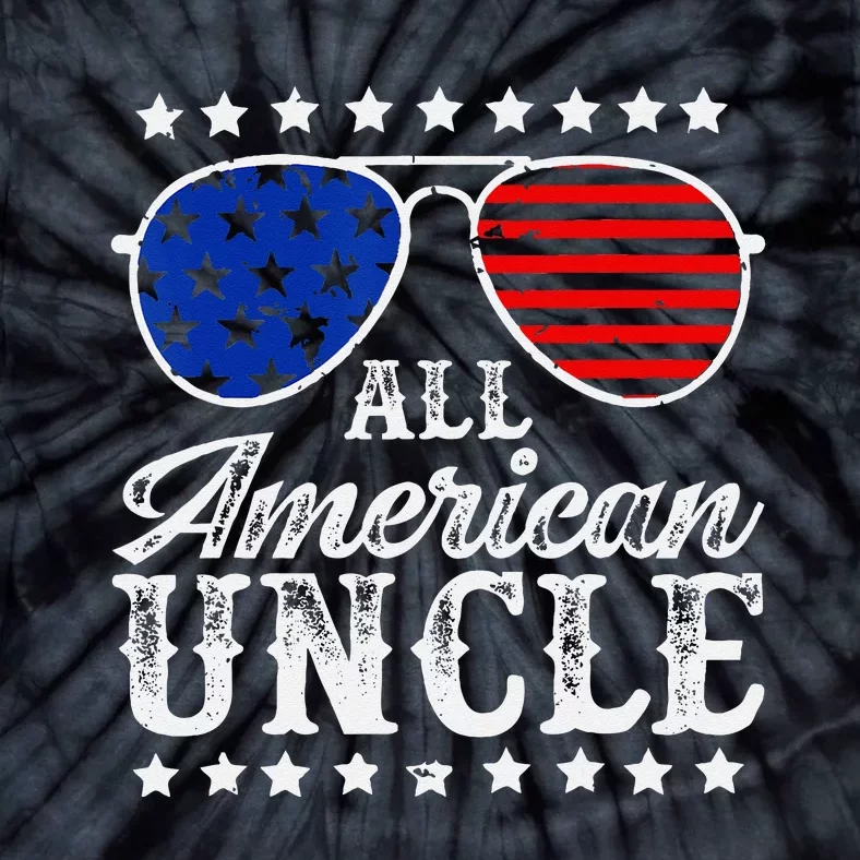 Funny All American Uncle Sunglasses USA 4th Of July Tie-Dye T-Shirt