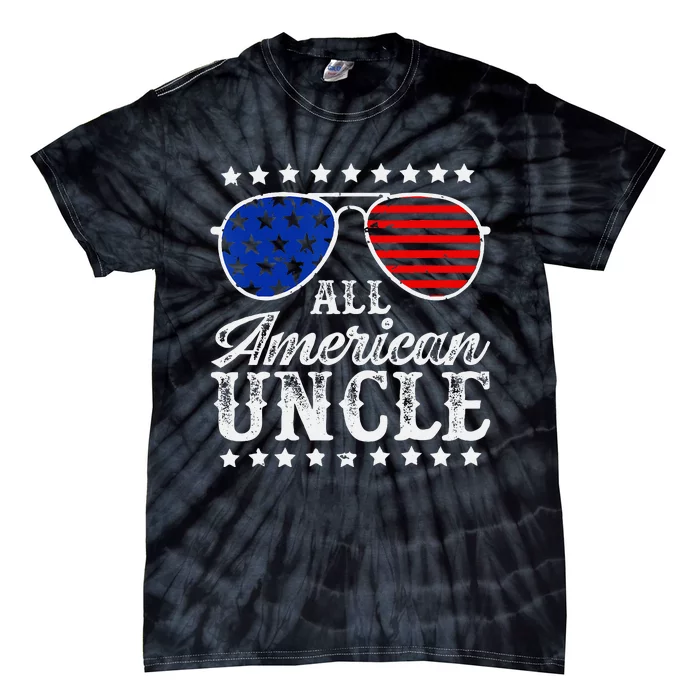 Funny All American Uncle Sunglasses USA 4th Of July Tie-Dye T-Shirt