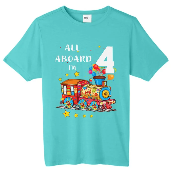 Funny All Aboard Im 4 Train Birthday ChromaSoft Performance T-Shirt