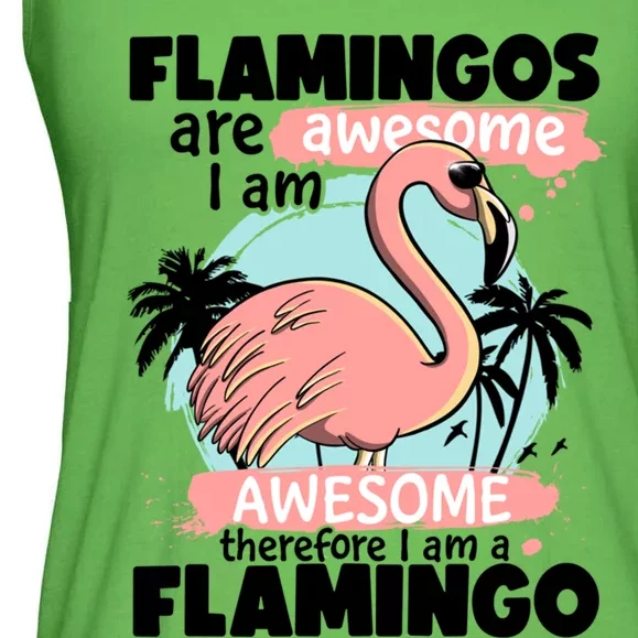 Flamingos Are Awesome I Am Awesome Funny Pink Flamingoes Gift Ladies Essential Flowy Tank