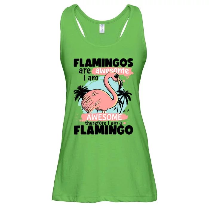 Flamingos Are Awesome I Am Awesome Funny Pink Flamingoes Gift Ladies Essential Flowy Tank