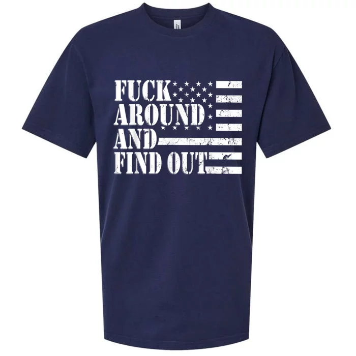 Fuck Around And Find Out American USA Flag Funny Sueded Cloud Jersey T-Shirt