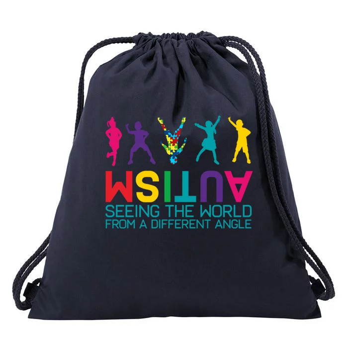 Funny Autism Awareness Seeing The World From Different Angles Drawstring Bag