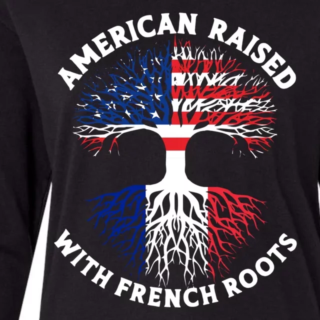 French American American French Flag Roots Funny Womens Cotton Relaxed Long Sleeve T-Shirt