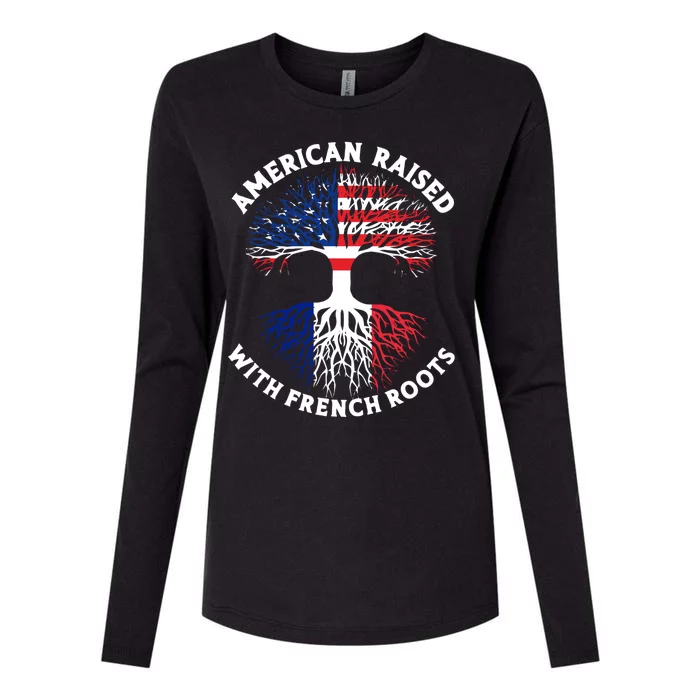 French American American French Flag Roots Funny Womens Cotton Relaxed Long Sleeve T-Shirt