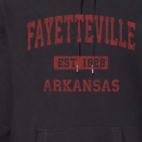 Fayetteville Arkansas Ar Vintage Athletic Sports Design Premium Hoodie