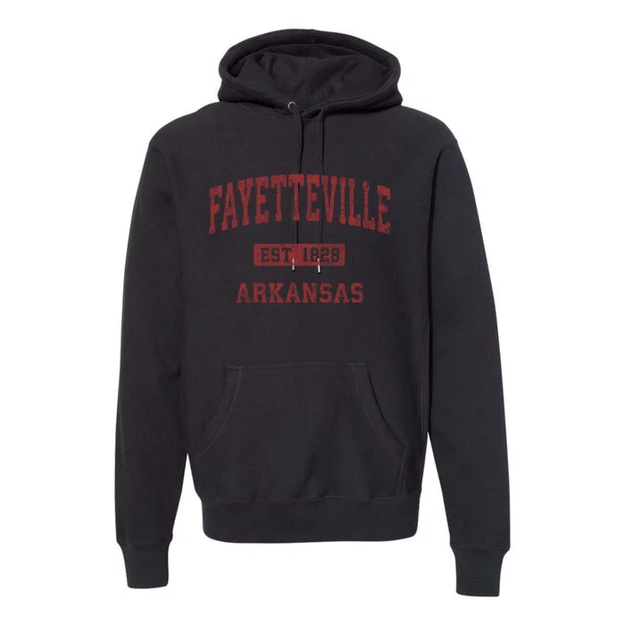 Fayetteville Arkansas Ar Vintage Athletic Sports Design Premium Hoodie