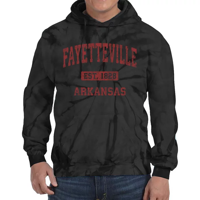 Fayetteville Arkansas Ar Vintage Athletic Sports Design Tie Dye Hoodie