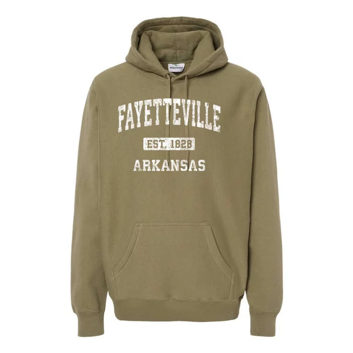 Fayetteville Arkansas Ar Vintage Athletic Sports Design Premium Hoodie