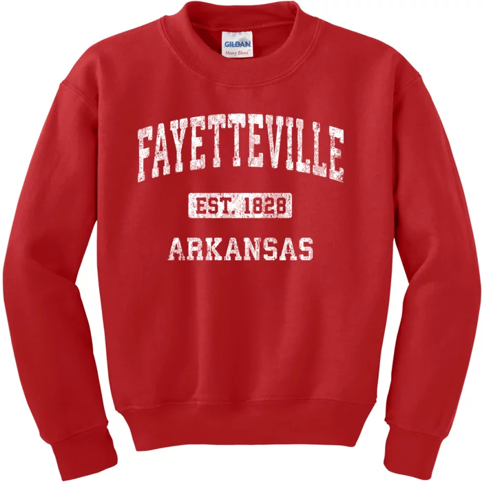 Fayetteville Arkansas Ar Vintage Athletic Sports Design Kids Sweatshirt