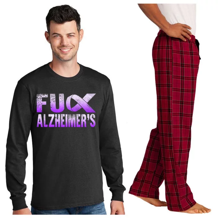 Fuck Alzheimer's Awareness Detia Warrior Support Purple Cute Gift Long Sleeve Pajama Set