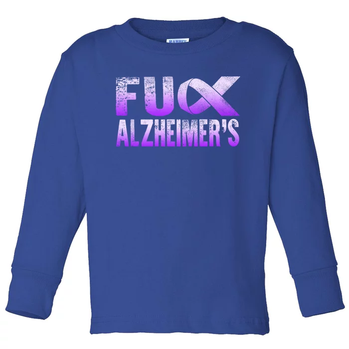 Fuck Alzheimer's Awareness Detia Warrior Support Purple Cute Gift Toddler Long Sleeve Shirt