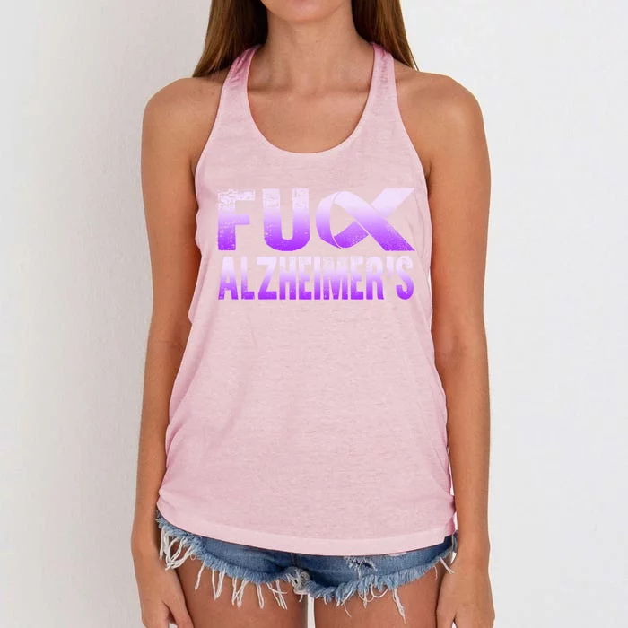 Fuck Alzheimer's Awareness Detia Warrior Support Purple Cute Gift Women's Knotted Racerback Tank