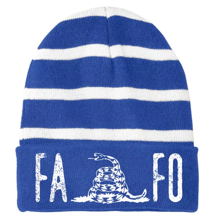 Fuck Around And Find Out Fafo Striped Beanie with Solid Band