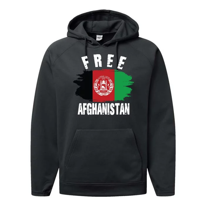 Free Afghanistan AFG Flag Performance Fleece Hoodie